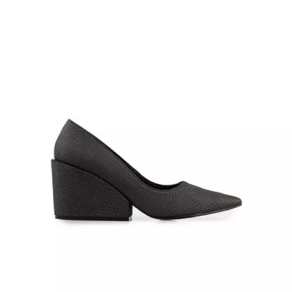 Cheap Monday black snakeskin “cube pump” in size 40